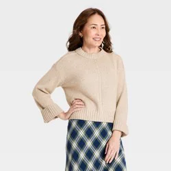 Women's Heritage Crewneck Pullover Sweater - Universal Thread™ Cream XL