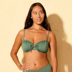 Women's Shirred Tie-Front Underwire Bikini Top - Shade & Shore™ Green D/DD Cup