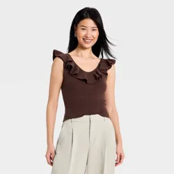 Women's Ruffle Tank Top - A New Day™ Brown XL