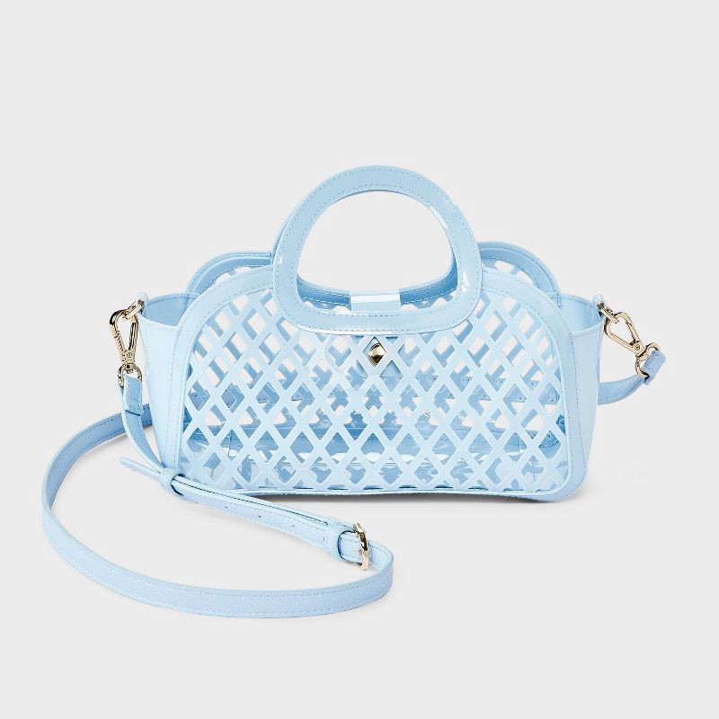 slide 1 of 5, Jelly Mini Cage Tote Crossbody Bag - A New Day™ Blue, 1 ct