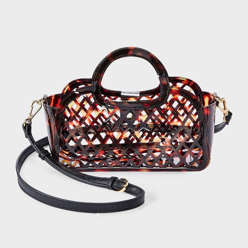 slide 1 of 5, Jelly Mini Cage Tote Crossbody Bag - A New Day™ Brown, 1 ct