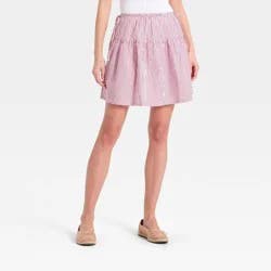 Women's Tie Mini Skirt - A New Day™ Red Striped XS