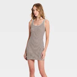 Women's Knit Mini Bodycon Dress - Universal Thread™ Brown Striped M
