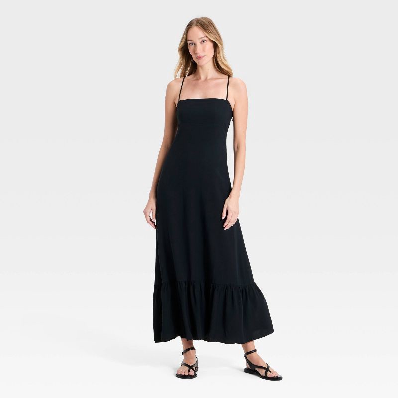 slide 1 of 3, Women's Open-Back Maxi Dress - A New Day™ Black M, 1 ct