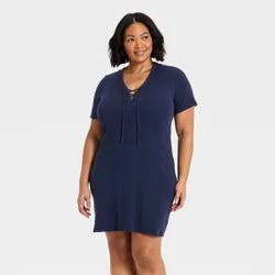 Women's Short Sleeve Knit Bodycon Dress - Universal Thread™ Navy Blue XXL