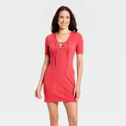 Women's Short Sleeve Knit Bodycon Dress - Universal Thread™ Red XL
