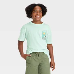 Boys' Beach Short Sleeve Oversized Graphic T-Shirt - Cat & Jack™ Mint Green S