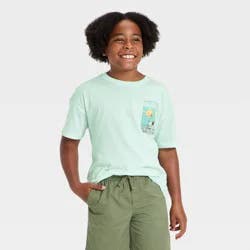 Boys' Beach Short Sleeve Oversized Graphic T-Shirt - Cat & Jack™ Mint Green S