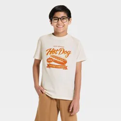 Boys' Short Sleeve Hot Dog Graphic T-Shirt - Cat & Jack™ Cream L