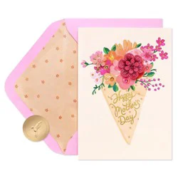 American Greetings PAPYRUS Floral Mother's Day Card for Mom, A Bouquet of Wishes, Includes Premium Lined Envelope and Hummingbird Seal