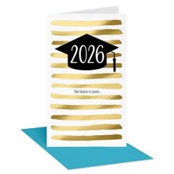 American Greetings Grad Card Stripes and Grad Cap
