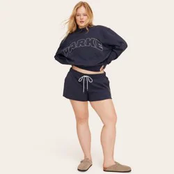 Women's Mid-Rise Pull-On Sweatshorts - Parke x Target Navy Blue S