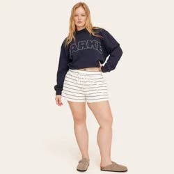 Women's High-Rise Drawstring Knit Pull-On Shorts - Parke x Target Navy Blue Striped XXL