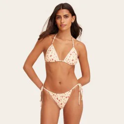 Women's Eyelet Trim Triangle Bikini Top - Parke x Target Cream Floral L