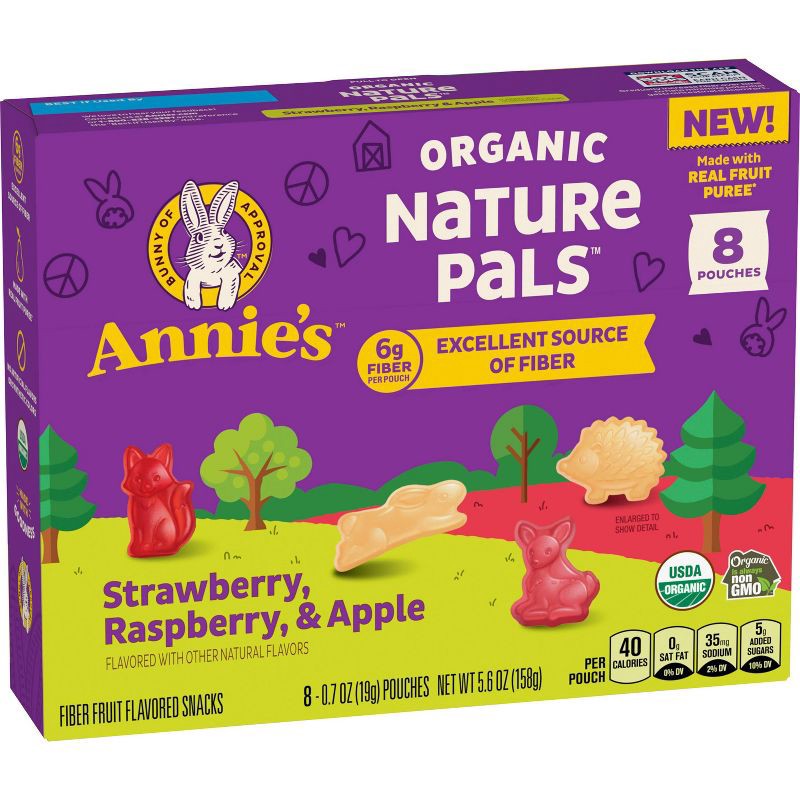 slide 1 of 6, Annie's Nature Pals Strawberry Raspberry Apple Fruit Snacks Box - 5.6oz/8ct, 8 ct; 5.6 oz