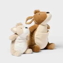 Kangaroo and Baby Weighted Plush Kids' Throw Pillow Set Tan - Pillowfort™