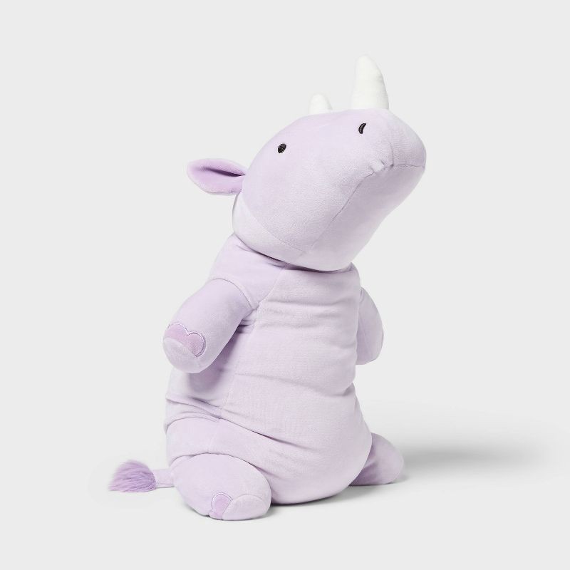 slide 1 of 3, Rhino Weighted Plush Kids' Throw Pillow Purple - Pillowfort™, 1 ct