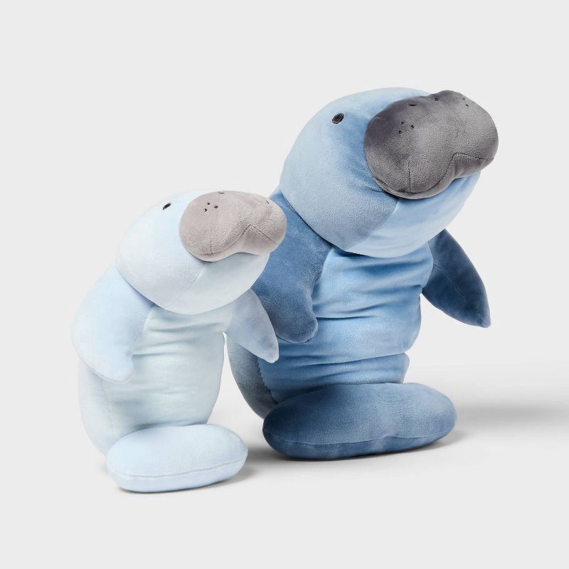slide 1 of 3, Manatee and Baby Weighted Plush Kids' Throw Pillow Set Gray - Pillowfort™, 1 ct