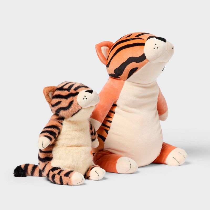 slide 1 of 3, Tiger and Baby Weighted Plush Kids' Throw Pillow Set Orange - Pillowfort™, 1 ct