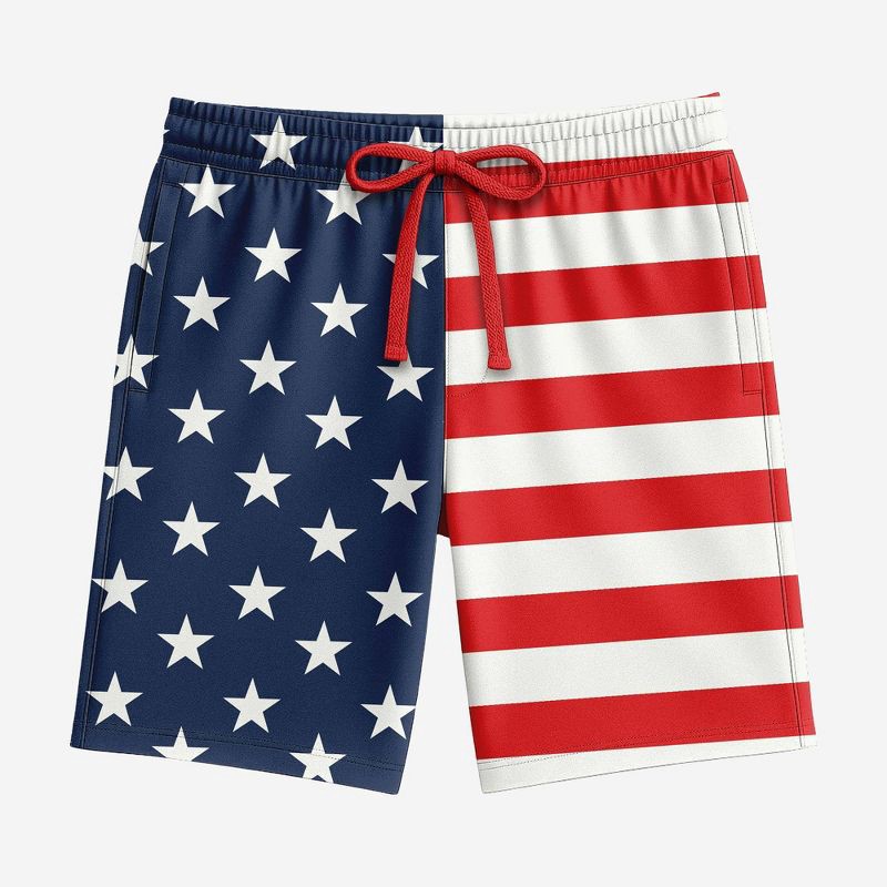 slide 1 of 2, Bioworld Men's Americana Flag Sleep Shorts - Blue/Red M, 1 ct