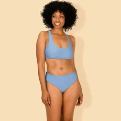 Lands' End Women's Textured Cross Back Bralette Top - Blue S