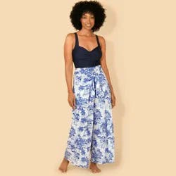 Lands' End Women's Shirred Twist Front Tankini Top - Navy Blue XL
