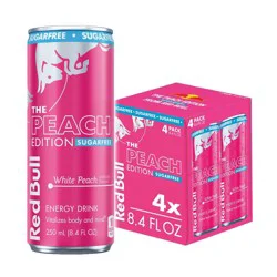 Red Bull Sugar Free White Peach - 8.4 fl oz/4pk