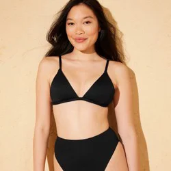Women's Fixed Triangle Bikini Top - Shade & Shore™ Black XS