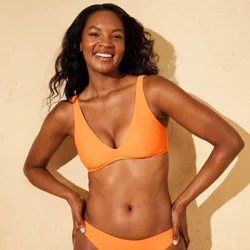 Women's Scoop Neck Bralette Bikini Top - Shade & Shore™ Orange XS