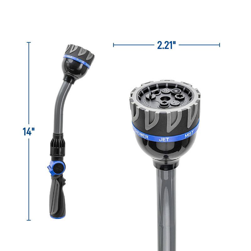 slide 3 of 7, Orbit 8-Pattern Thumb Control Hose Wand Gray/Blue/Black, 1 ct