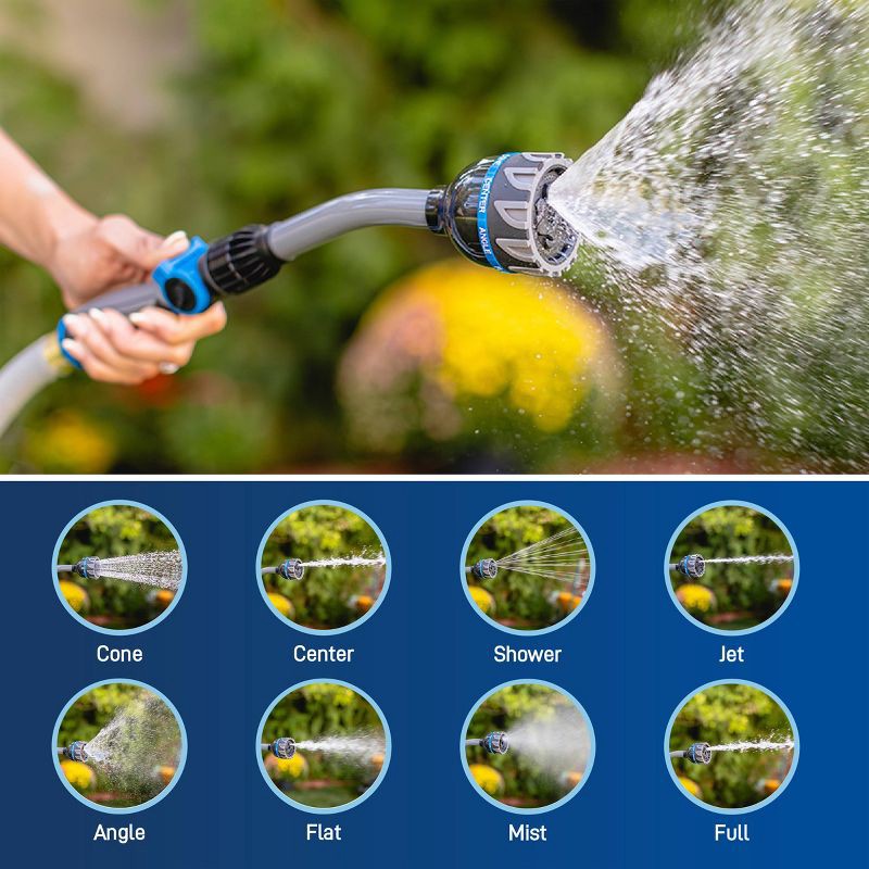 slide 4 of 7, Orbit 8-Pattern Thumb Control Hose Wand Gray/Blue/Black, 1 ct