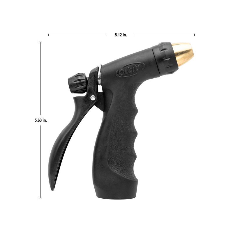 slide 5 of 6, Orbit Adjustable Rear Trigger Brass-Tip Compact Hose Nozzle Brass/Black, 1 ct