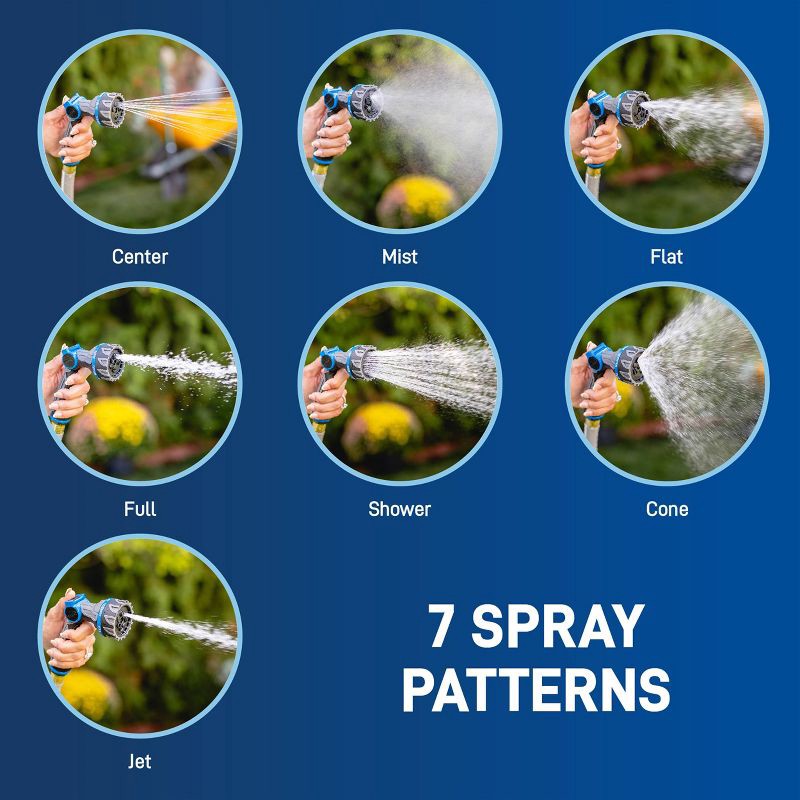 slide 5 of 7, Orbit Q Series 7-Pattern Metal Thumb Control Hose Nozzle Gray/Blue/Black, 1 ct