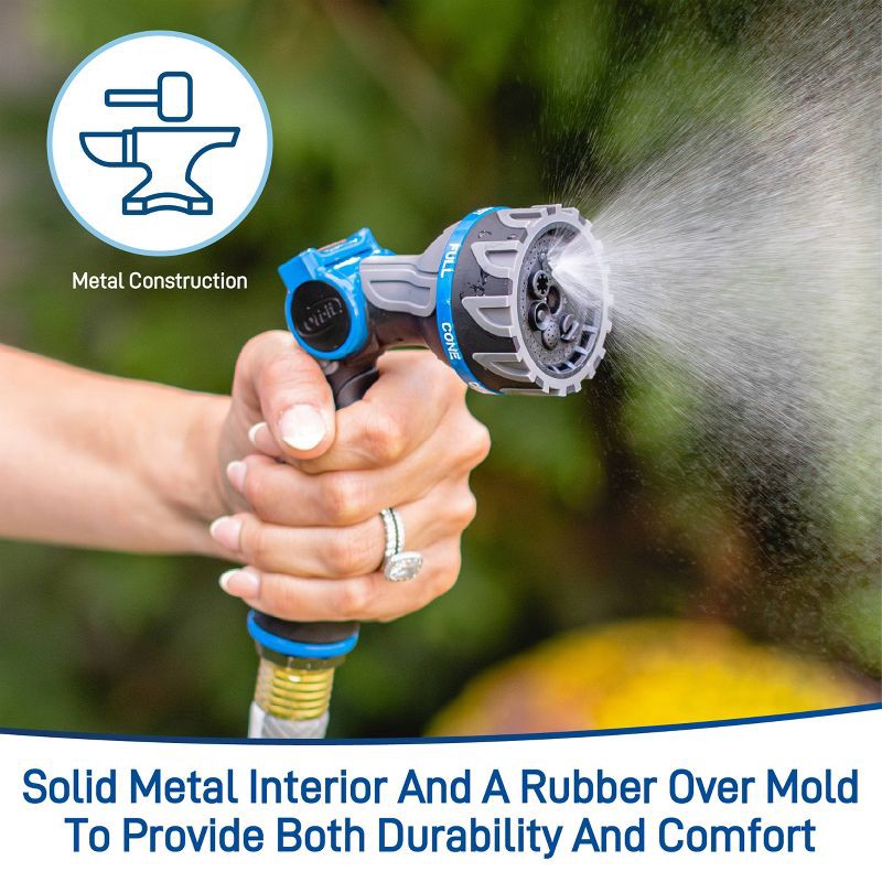 slide 6 of 7, Orbit Q Series 7-Pattern Metal Thumb Control Hose Nozzle Gray/Blue/Black, 1 ct