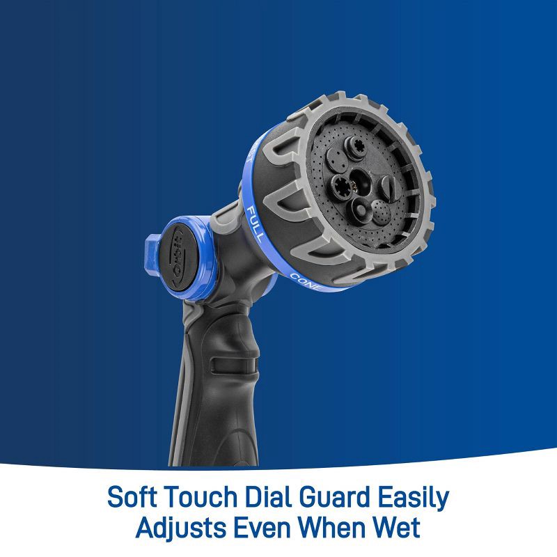 slide 7 of 7, Orbit Q Series 7-Pattern Metal Thumb Control Hose Nozzle Gray/Blue/Black, 1 ct