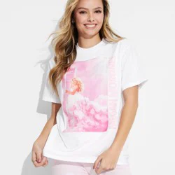 Women's Megan Moroney Cloud 9 Oversized Short Sleeve Graphic T-Shirt - White M