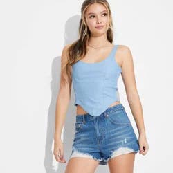 Megan Moroney Women's Cloud 9 Graphic Jean Shorts - Dark Blue Denim S