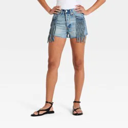 Women's High-Rise Mini Cut-Off Fringe Denim Shorts - Universal Thread™ Light Wash 8