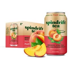 Spindrift Peach Green Tea - 12 fl oz/6pk Cans