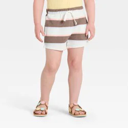 Grayson Mini Toddler Girls' Striped French Terry Shorts - Cream 2T