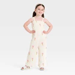 Grayson Mini Toddler Girls' Palm Jumpsuit - Cream 5T