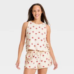 Women's Textured Knit Tank Top - Universal Thread™ Cream Tropical M
