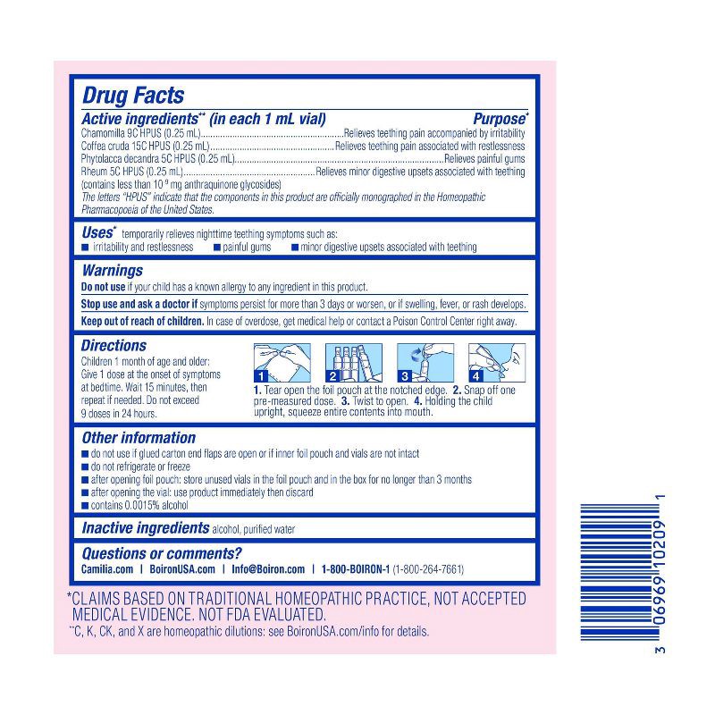slide 2 of 10, Boiron Camilia Bedtime Teething Relief for Babies- 30 Liquid Doses, 1 ct