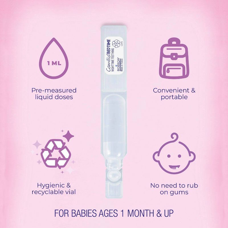slide 4 of 10, Boiron Camilia Bedtime Teething Relief for Babies- 30 Liquid Doses, 1 ct
