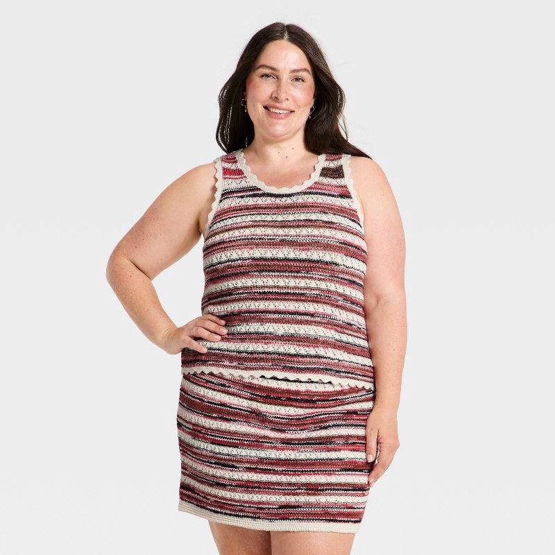 slide 1 of 3, Women's Striped Sleeveless Scoop Neck Pullover Sweater - Universal Thread™ Multicolor XXL, 1 ct