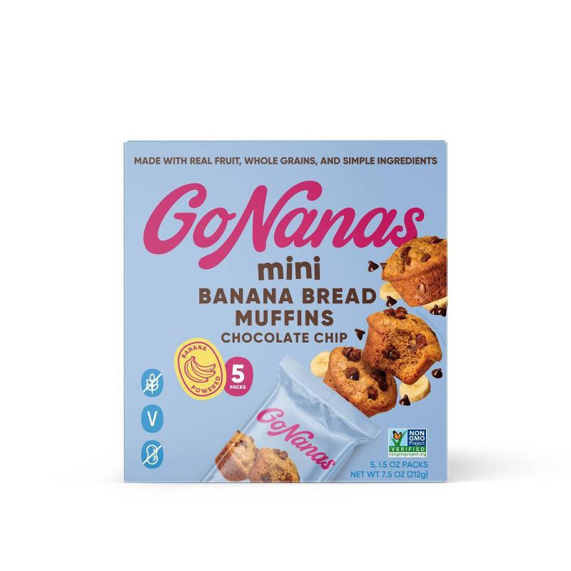 slide 1 of 6, GoNanas Chocolate Chip Banana Bread Mini Muffins - 7.5oz/5ct, 5 ct; 7.5 oz