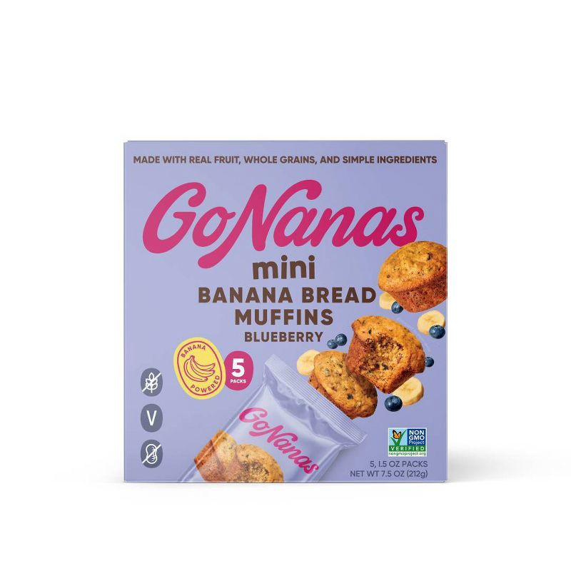 slide 1 of 6, GoNanas Blueberry Banana Bread Mini Muffins - 7.5oz/5ct, 5 ct; 7.5 oz