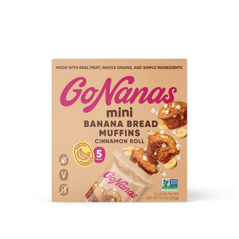 slide 1 of 6, GoNanas Cinnamon Roll Banana Bread Mini Muffins - 7.5oz/5ct, 5 ct; 7.5 oz