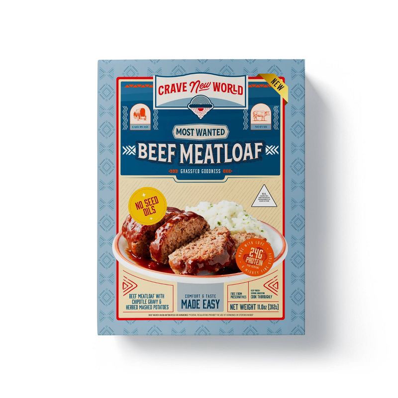 slide 1 of 3, Crave New World Frozen Grass Fed Beef Meatloaf - 11oz, 11 oz