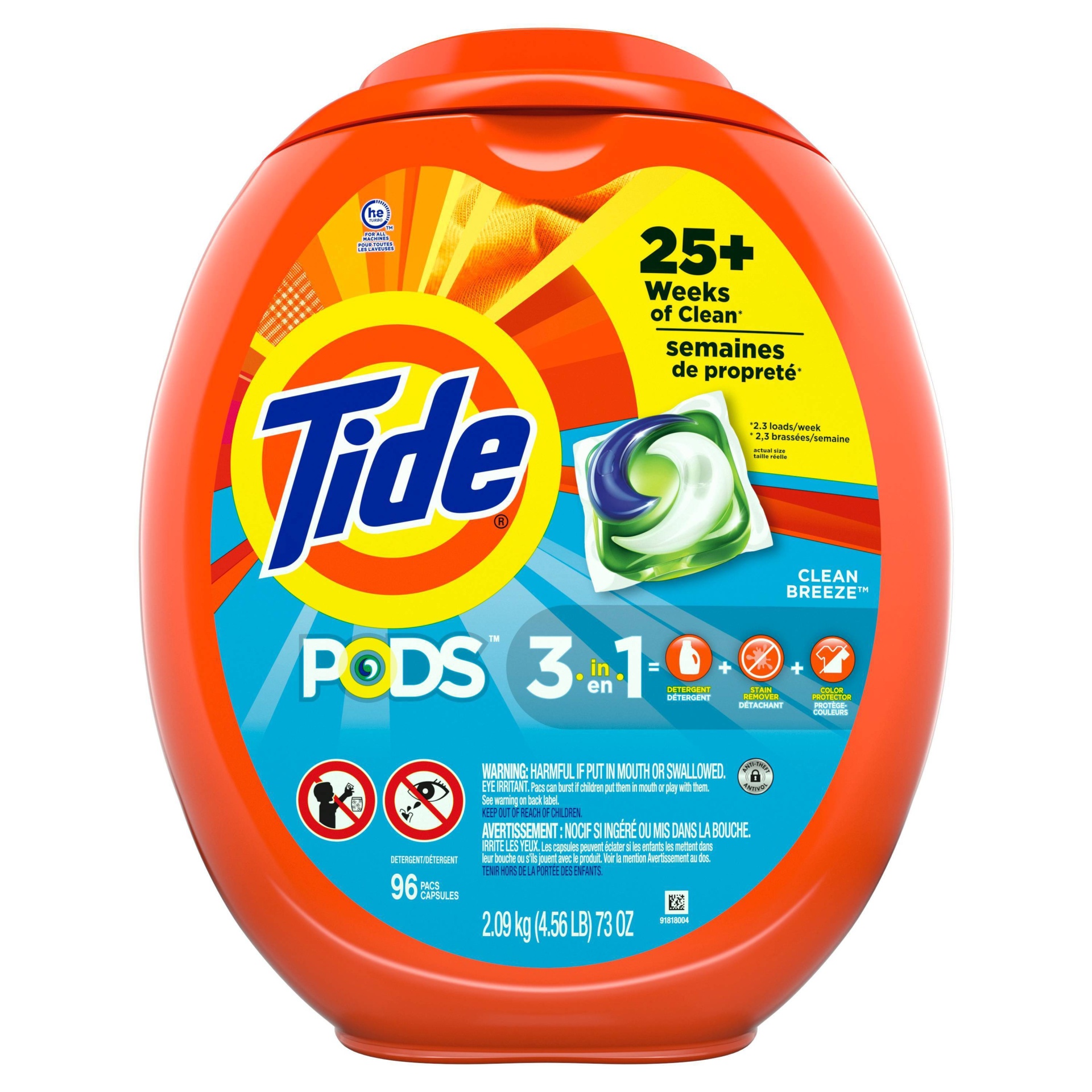 slide 1 of 2, Tide Pods Laundry Detergent Pacs Clean Breeze Scent, 96 ct